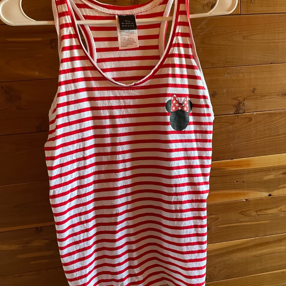 NWOT / Disney Minnie Mouse Red and White Striped Tank Top / Racer Back